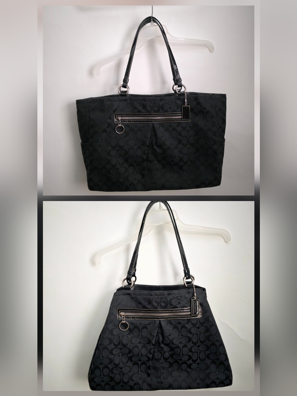 COACH Gabby Black Signature Convertible Tote Bag Purse